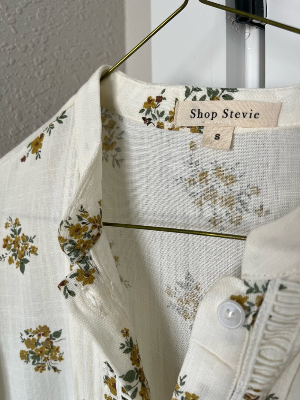 Shop Stevie White Mini Dress with Olive Floral Print - Picture 3 of 3